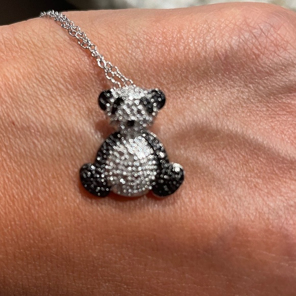 Silver Diamond Chip Panda & Necklace - Picture 5 of 5